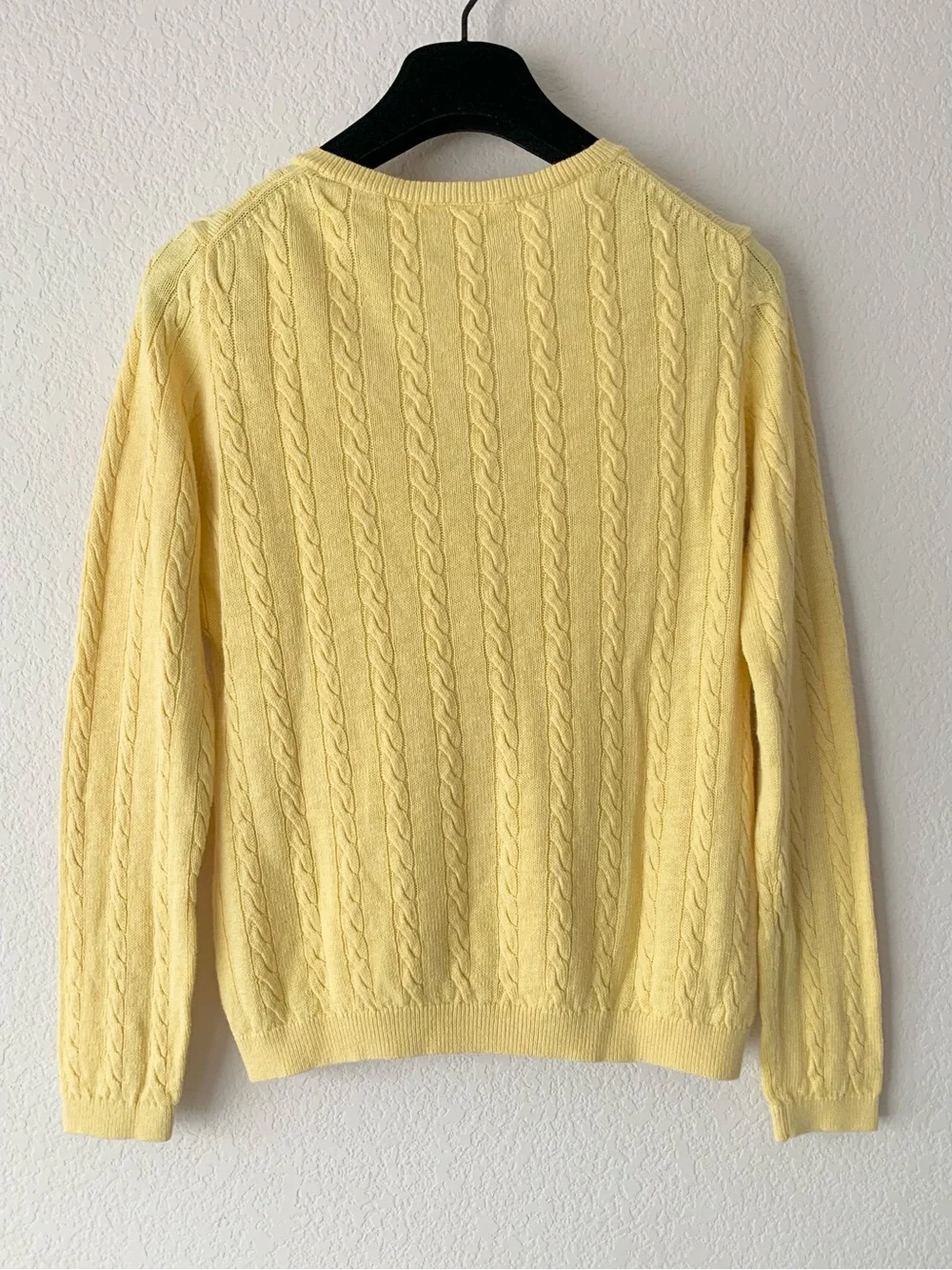 Linen Yellow Cable V-Neck Sweater
